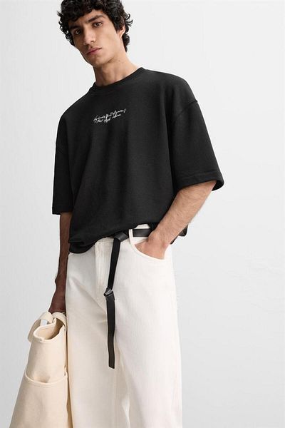 The Champ Clothing Ανδρικό μπλουζάκι Oversize μαύρο με στάμπα στην πλάτη, χαλαρή εφαρμογή, 100% βαμβάκι