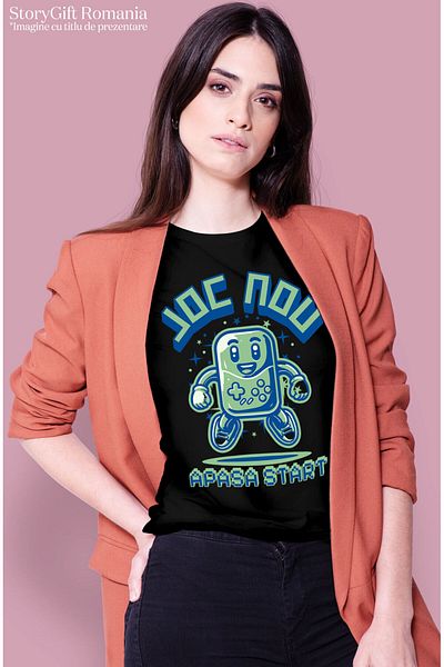 StoryGift Romania Women's T-Shirt with Gaming Controller Vintage Classic Nostalgia, Digital World, Evolution, Black_XL