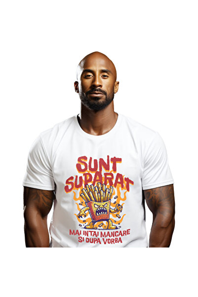 StoryGift Romania Tricou Barbati cu Portie De Cartofi Prajiti Furioasa In Fla...