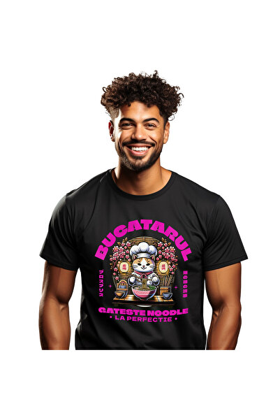 StoryGift Romania Tricou Barbati cu Pisica Tinuta Bucatar Sef Palarie Flori R...