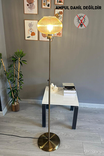 Bamyum Yuka Bal Rengi Lambader Düz İnce Gövde Modern Dekoratif Metal Oturma Odası