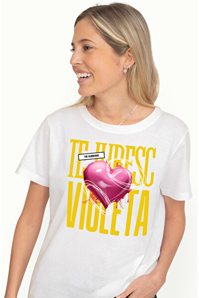 StoryGift Romania Tricou Femei Te Iubesc Violeta, Dragoste, Inima, Iubire, Sf...