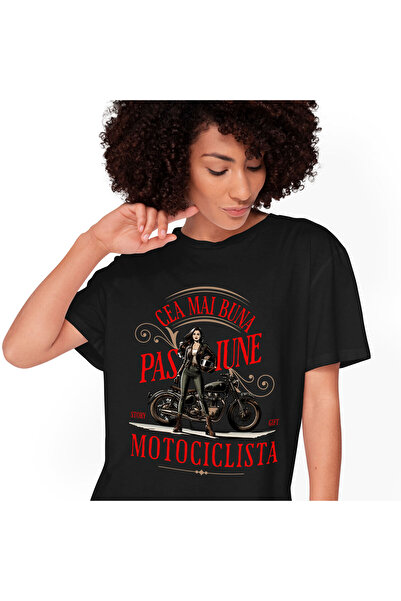 StoryGift Romania Tricou Femei cu Femeie Atragatoare Cu Casca De Motor Motoci...