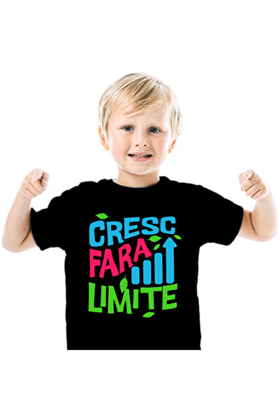 StoryGift Romania Tricou Copii cu Sageata Pozitiva Text Colorat Cresc Fara Li...
