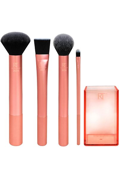 Real Techniques Flawless Base Brush Set With Ultra Plush Custom Cut Synthetic Bristles And Extended