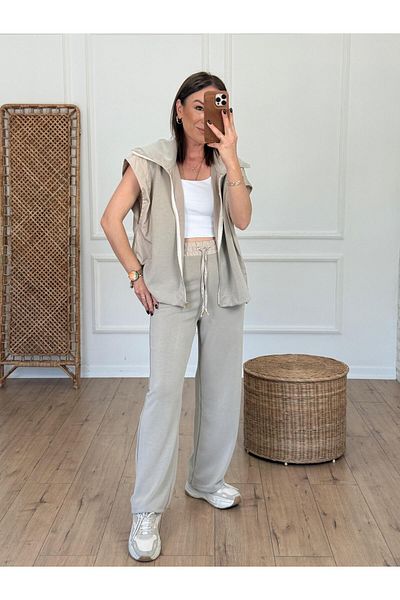 X-Young Parachute Fabric Detailed Double Modal Suit Stone