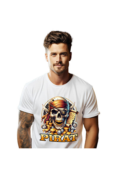 StoryGift Romania Tricou Barbati cu Craniu uman Mort Pirat Cu Dinti De Aur Si...