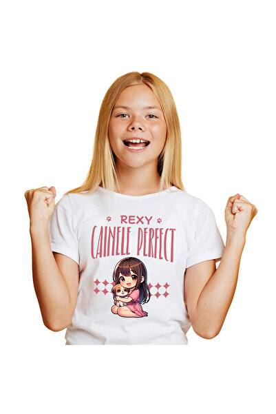 StoryGift Romania Tricou Copii cu Fata Stil asiatic iubitoare de caini, Anime...