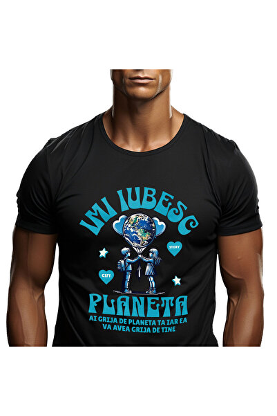 StoryGift Romania Tricou Barbati cu Cuplu Copii Balon Aer Cald Planeta Pamant...