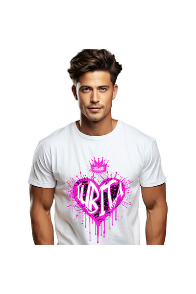StoryGift Romania Tricou Barbati cu Inima Stil Graffiti Cu Coroana, Valentine...