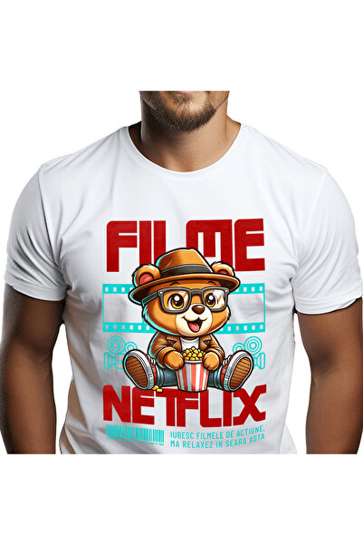 StoryGift Romania Tricou Barbati cu Urs Brun Maro Cu Ochelari De Vedere Si Po...