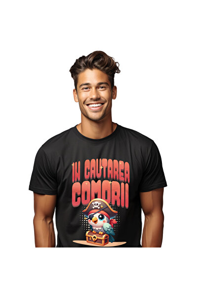 StoryGift Romania Tricou Barbati cu Papagan Pirat colorat Vesel Cu Palarie Si...