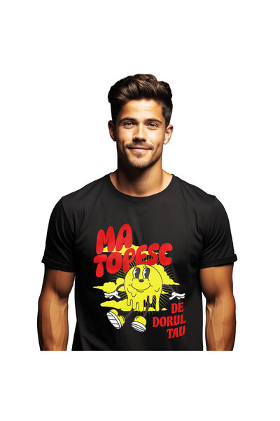 StoryGift Romania Tricou Barbati cu Soare Vesel Topindu-se Cu adidasi, Valent...