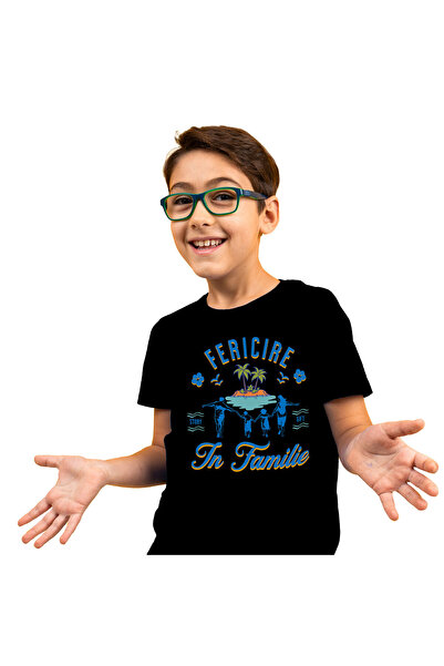 StoryGift Romania Tricou Copii cu Portret Familie Insula tropicala, Natura, r...