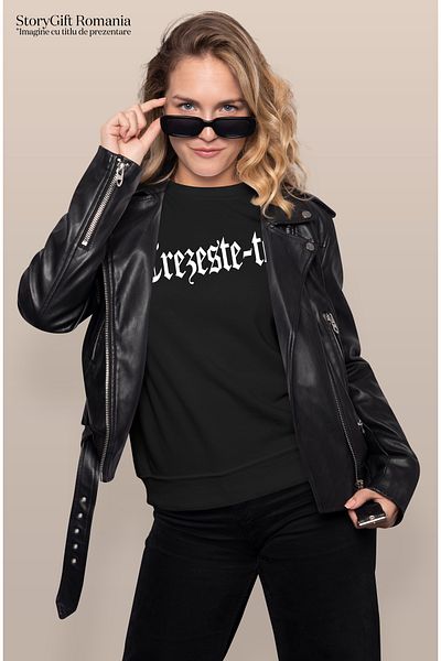 StoryGift Romania Tricou Femei Trezeste-te, Mesaj Motivational, Cuvant, Text Inspirational, Self C Blk_l
