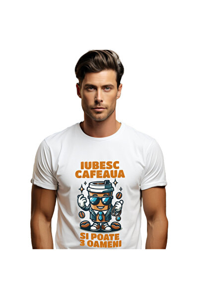 StoryGift Romania Tricou Barbati cu Pahar De Cafea Office Style Costum Cu Och...