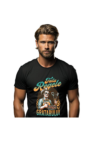 StoryGift Romania Tricou Barbati cu Tata Cu Palarie De Soare Si ochelari, Sor...