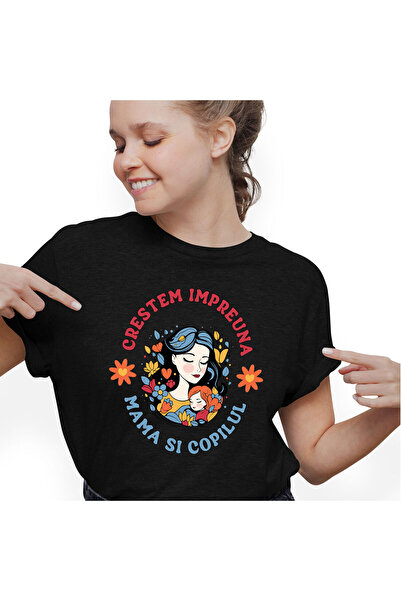 StoryGift Romania Tricou Femei cu Femeie si Fata Flori Colorate Familie, Iubi...