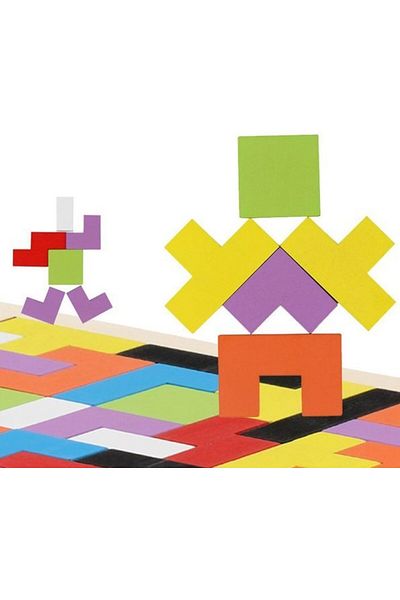 zola 3 in 1 wooden puzzle, geometric shapes, multicolor, 38 elements