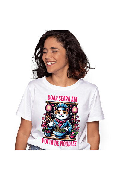 StoryGift Romania Tricou Femei cu Pisica Tinuta Asiatica Palarie Flori Roz No...