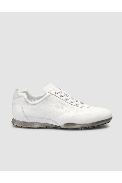 Cabani 100% Genuine Leather White Lace-Up Men's Casual Shoes