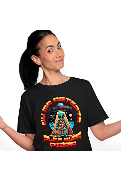 StoryGift Romania Tricou Femei cu Nava Spatiala Curte Copil Cu Felie De Pizza...