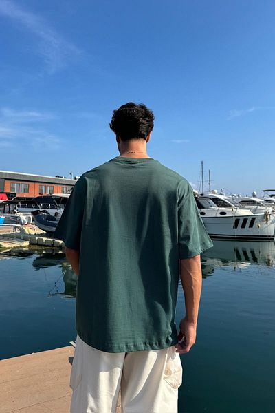 Flaw Wear Basic Green Crew Neck T-Shirt