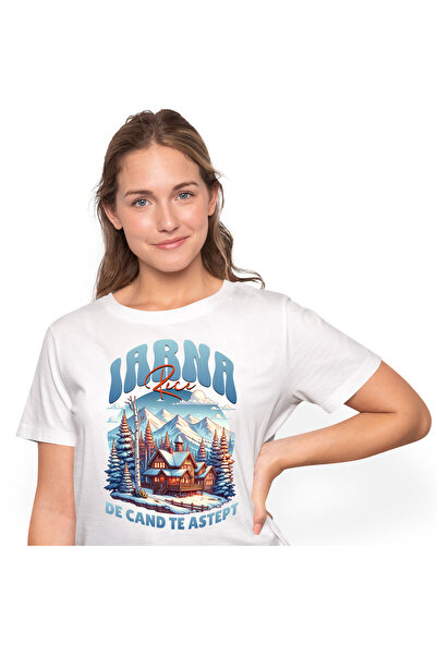 StoryGift Romania Tricou Femei cu Priveliste Cabana in Padure Iarna Zapada, C...