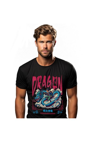 StoryGift Romania Men's T-shirt with Chinese Culture Lovers Dragon Snake Styl...