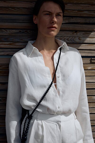 Suud Collection White 100% Linen Nora Shirt