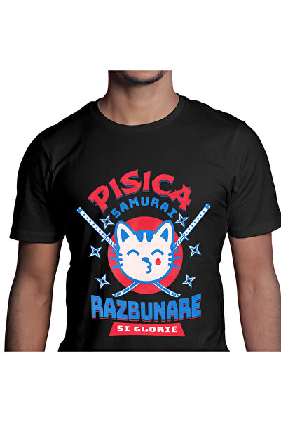 StoryGift Romania Tricou Barbati cu Pisica Cu Lacrima Sange Sabii De Ninja Sa...