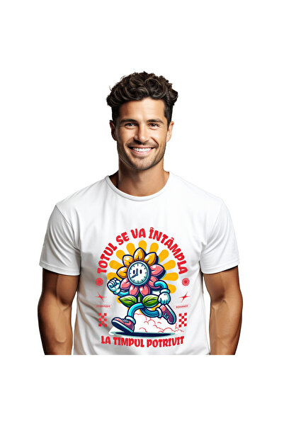 StoryGift Romania Tricou Barbati cu Ceas Floarea Soarelui Alergand Totul Se V...