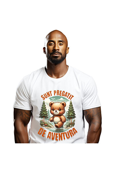 StoryGift Romania Tricou Barbati cu Urs De Plus Maro In Padure Rau Apa Crista...