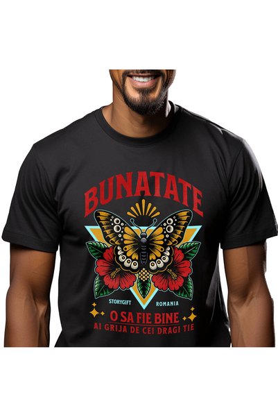 StoryGift Romania Tricou Barbati cu Fluture Colorat natura Flori Colorate Ros...