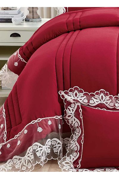 Red Rose Double bedspread, 8-piece event set, quilt size 240 x 260 cm