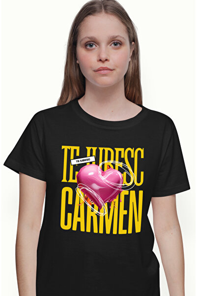 StoryGift Romania Tricou Femei Te Iubesc Carmen, Dragoste, Inima, Iubire, Sfa...