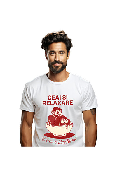 StoryGift Romania Tricou Barbati cu Gorila Animal In Cana De Ceai Cu Plic, Re...