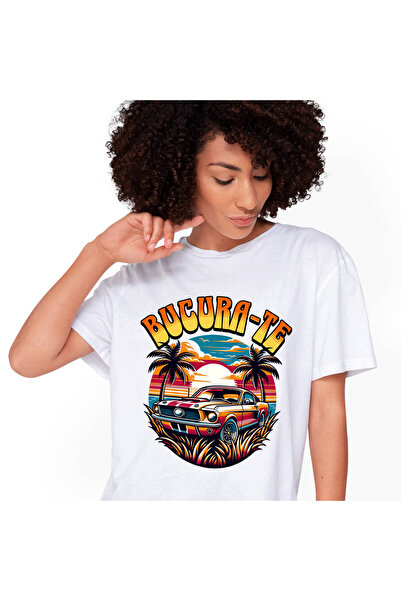 StoryGift Romania Tricou Femei cu Masina colorata DE curse Vintige Pe insula ...