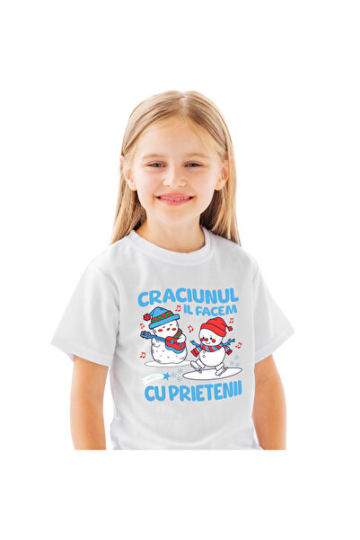 StoryGift Romania Tricou Copii cu Oamnei De Zapada Patinaj Si Cantaret La chi...