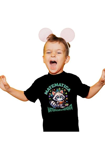 StoryGift Romania Tricou Copii cu Sconcs Cu Caiet Matematica Cifre matematica Materia Mea Preferat,Black_6ANI
