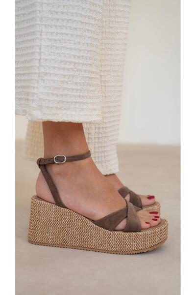 ECENİN BUTİĞİ Pescare Kahve Süet Hakiki Deri Sandalet