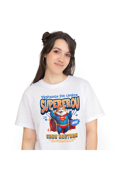 StoryGift Romania Tricou Femei cu Silueta Cu Casca Schema BMX Bicicleta Peste Cap Supereroi Person,White_XS