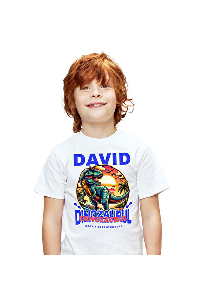 StoryGift Romania Tricou Copii cu Dinozaur T-rex In Jungla, 3D, Desene animat...