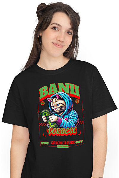 StoryGift Romania Tricou Femei Pisica gangster numarand bacnote banii vorbesc...