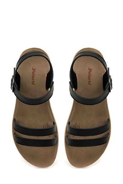 Polaris Yazlık Bantlı Rahat Taban Sandalet Siyah