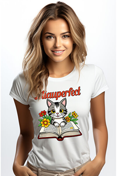 StoryGift Romania Tricou Femei Pisica cu carte deschisa educatie citit cu imp...