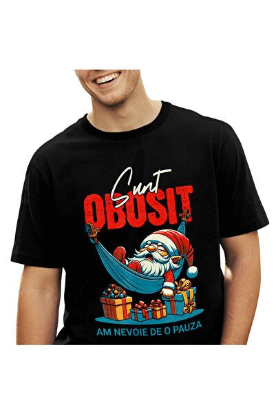 StoryGift Romania Tricou Barbati cu Mos Craciun Somnoros In Hamac, extenuat, ...