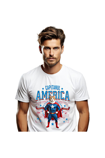 StoryGift Romania Tricou Barbati cu Siamez / Siamese Pisica In Costum de Capi...