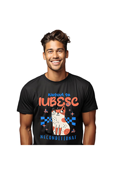 StoryGift Romania Tricou Barbati cu Pisica Portocalie Animal Blanos, Iubire, ...