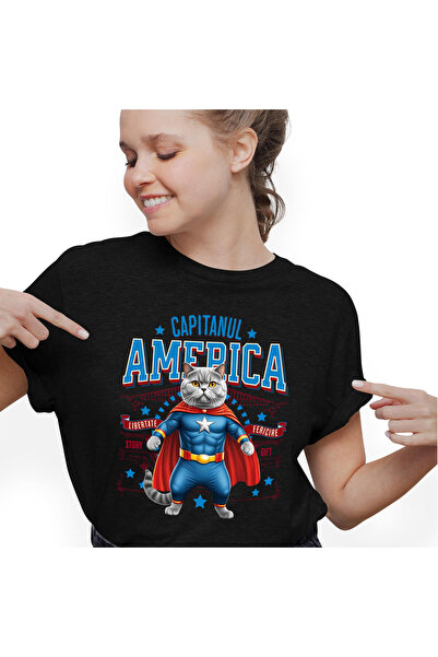 StoryGift Romania Tricou Femei cu Siamez / Siamese Pisica In Costum de Capita...